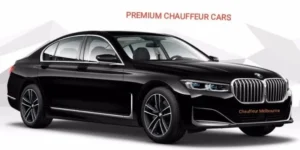 A black BMW 7 Series luxury sedan for premium chauffeur services in Melbourne.