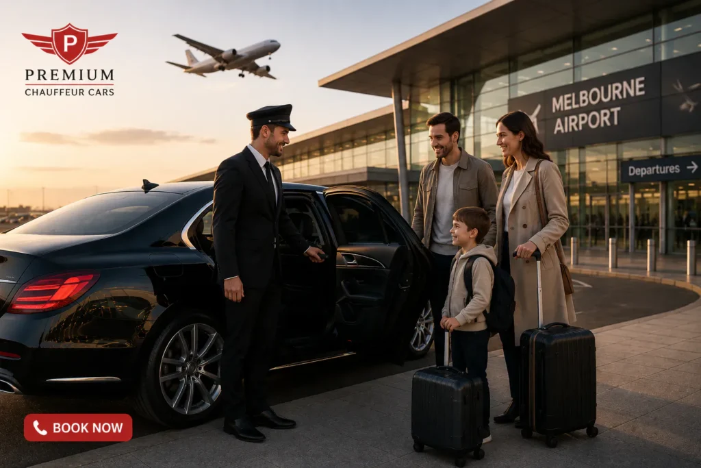 premium chauffeur cars melbourne transfering client deperture form airport
